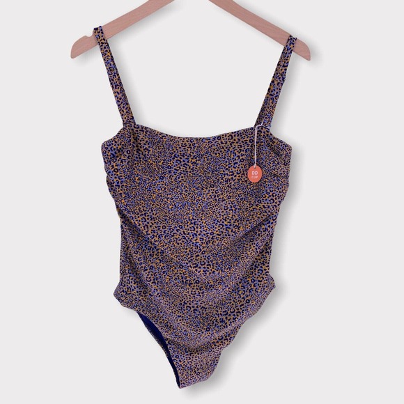 NWOT SEAFOLLY US 10 DD One Piece Swimsuit Orange Blue Animal Print - Picture 2 of 14